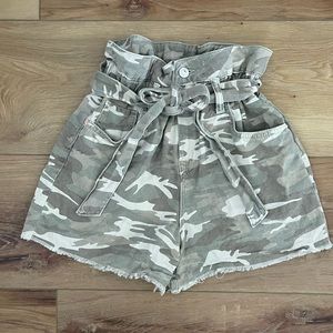 ALL SAINTS High Waisted Camo Hannah Paperbag Shorts